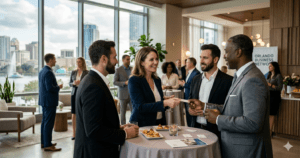 BNI County Line Connections members at an Orlando business and networking meeting passing weekly referrals