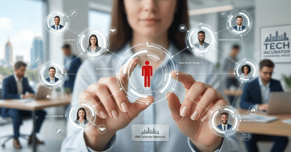 What does referral mean — a BNI County Line Connections business networking meeting in Orlando.